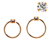 Rose Gold Plated 925 Sterling Silver 2mm Prong Nose Hoop