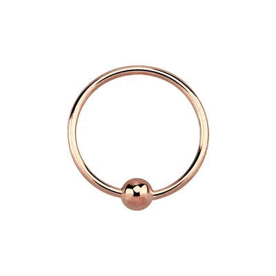 Rose Gold Plated over 925 Sterling Silver Nose Hoop Ring with Ball