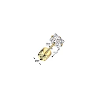 Pair of 316L Surgical Steel Push In Backing White CZ Square Gem Stud Earrings