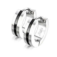 Pair of 316L Surgical Steel PVD Thin Stripe Centre Hoop Earrings