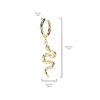 Pair of 316L Surgical Steel Gold PVD Slithering Snake Dangle Hoop Earrings