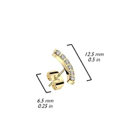 Pair of 316L Surgical Steel Rose Gold PVD Curved White CZ Gem Earring Studs