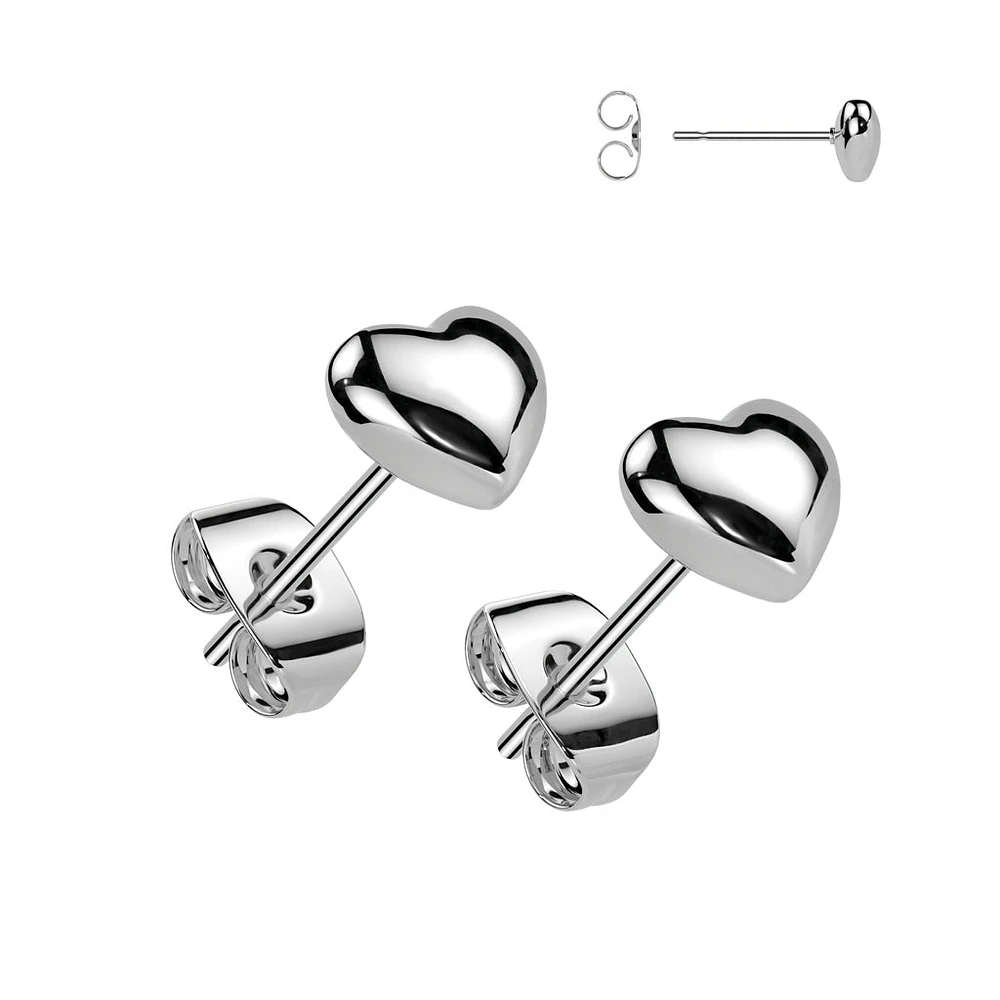 Pair of 316L Surgical Steel Heart Stud Earrings