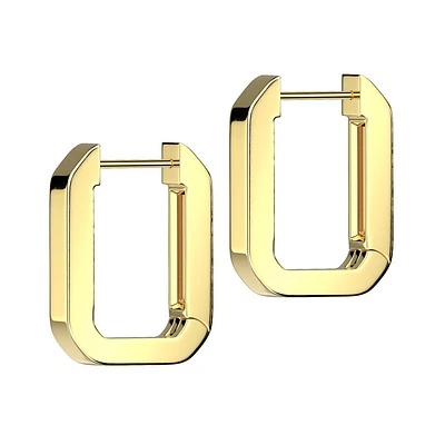 Pair of 316L Surgical Steel Gold PVD Rectangle Squared Hoop Earrings