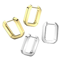 Pair of 316L Surgical Steel Rectangle Squared Hoop Earrings