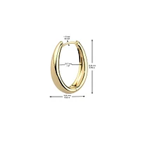 Pair of 316L Surgical Steel Gold PVD Long Oval Hinged Hoop Earrings