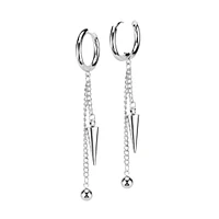 Pair of 316L Surgical Steel Ball And Spike Chain Dangle Hoop Earrings