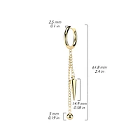 Pair of 316L Surgical Steel Gold PVD Ball And Spike Chain Dangle Hoop Earrings