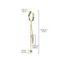 Pair of 316L Surgical Steel Black PVD Ball And Spike Chain Dangle Hoop Earrings