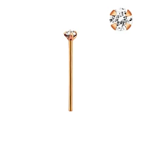 Sterling Silver 18kt Rose Gold Plated 1.5mm Crystal Bend It Yourself Straight Nose Ring Stud