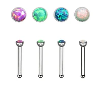 Surgical Steel Ball End Nose Ring Bone with 1.5mm Opal Round Gem