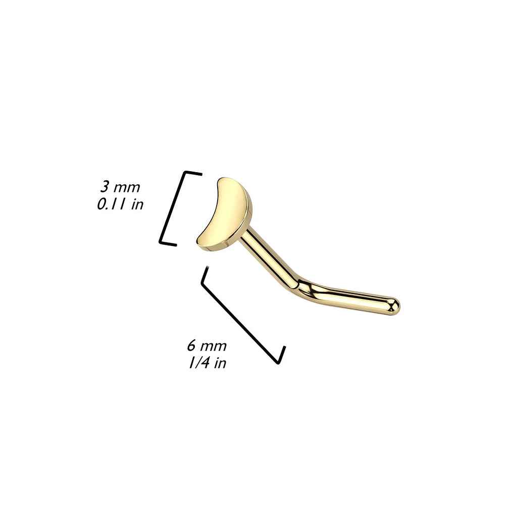 Implant Grade Titanium Small Crescent Moon L-Shaped Nose Ring Stud