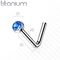 Implant Grade Titanium L-Shape CZ Nose Ring Stud