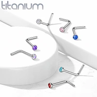 Implant Grade Titanium L Shape White CZ Nose Stud