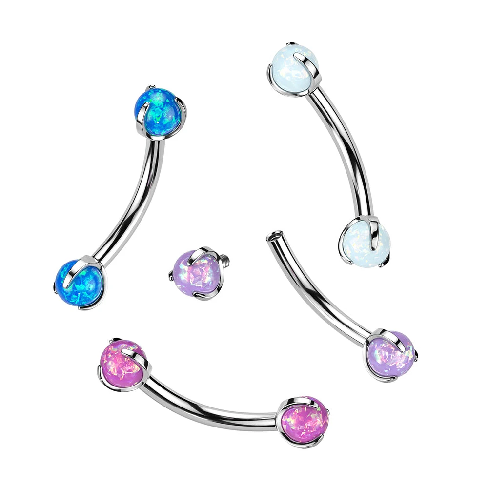 Implant Grade Titanium Opal Internally Threaded Curved Barbell