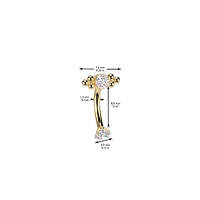 Implant Grade Titanium Gold PVD White CZ Bezel Boho Beaded Internally Threaded Curved Barbell