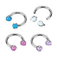 Implant Grade Titanium Pink Opal Internally Threaded Horseshoe