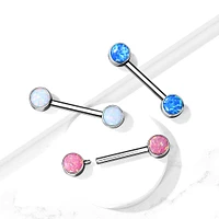 Implant Grade Titanium Internally Threaded White Opal Nipple Barbell