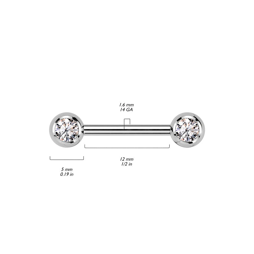 Titanium Internally Threaded Black PVD VM CZ Ball Gem Nipple Ring