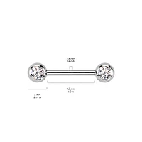 Titanium Internally Threaded Black PVD VM CZ Ball Gem Nipple Ring