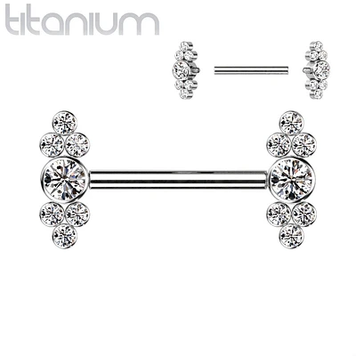 Implant Grade Titanium Dainty CZ Bezel Cluster Nipple Ring