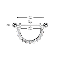 Implant Grade Titanium Gold PVD White CZ Nipple Shield Internally Threaded Straight Barbell