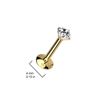 Implant Grade Titanium White CZ Gem Internally Threaded Concave Flat Back Labret