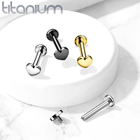 Internally Threaded Small Heart Gold PVD Implant Grade Titanium Labret