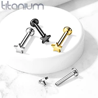 Internally Threaded Gold PVD Small Star Implant Grade Titanium Labret