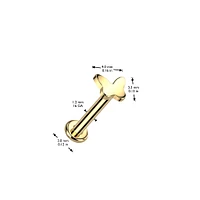 Implant Grade Titanium Dainty Minimal Butterfly Internally Threaded Flat Back Labret