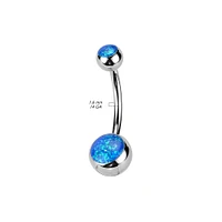 Implant Grade Titanium Rainbow PVD White Opal Internally Threaded Belly Ring