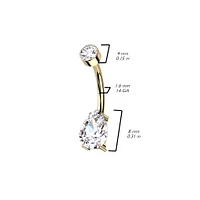 Implant Grade Titanium Dainty Gold PVD White Tear Drop Belly Ring