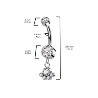 Implant Grade Titanium White CZ Bezel Circle Cluster Dangle Belly Ring