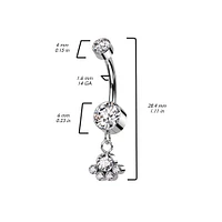 Implant Grade Titanium White CZ Bezel Circle Cluster Dangle Belly Ring