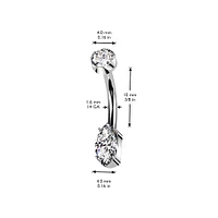 Implant Grade Titanium Dainty White Marquise Internally Threaded Belly Ring