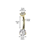 Implant Grade Titanium White CZ Internally Threaded Flower Top Belly Ring