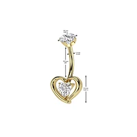 Implant Grade Titanium CZ Heart Shaped Belly Ring