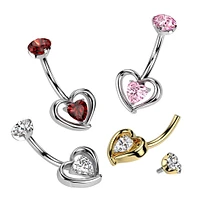 Implant Grade Titanium CZ Heart Shaped Belly Ring