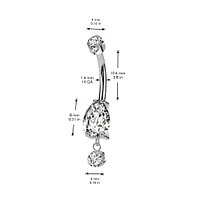 Implant Grade Titanium Gold PVD White CZ Teardrop Circle Dangle Belly Ring