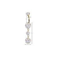 Implant Grade Titanium Gold PVD White CZ Internally Threaded Multi Gem Dangle Belly Ring