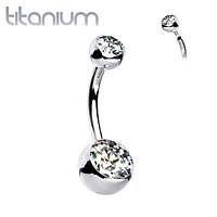 Implant Grade Titanium Internally Threaded Double Gem Belly Ring