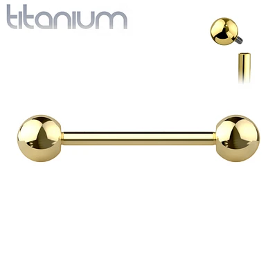 Implant Grade Titanium Internally Threaded Gold PVD Straight Barbell