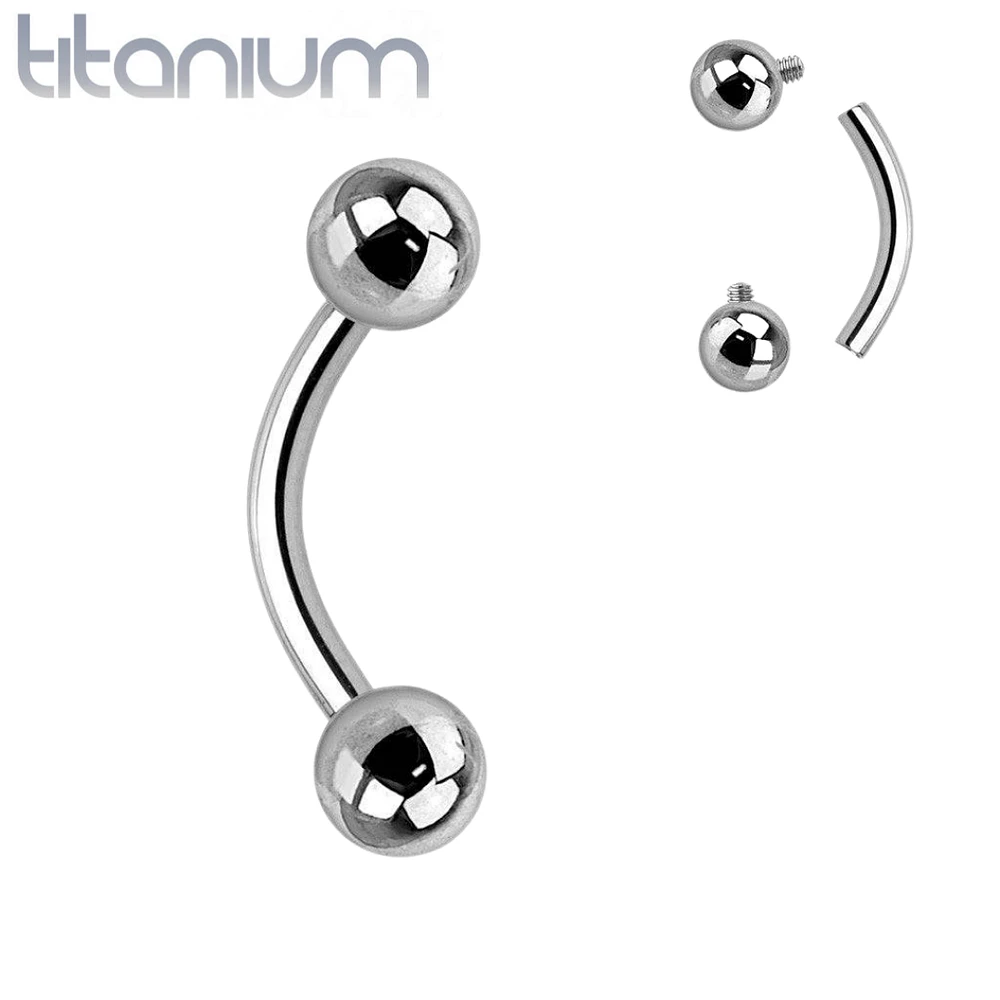 High Polished Implant Grade Titanium Internally Threaded Curved Barbell