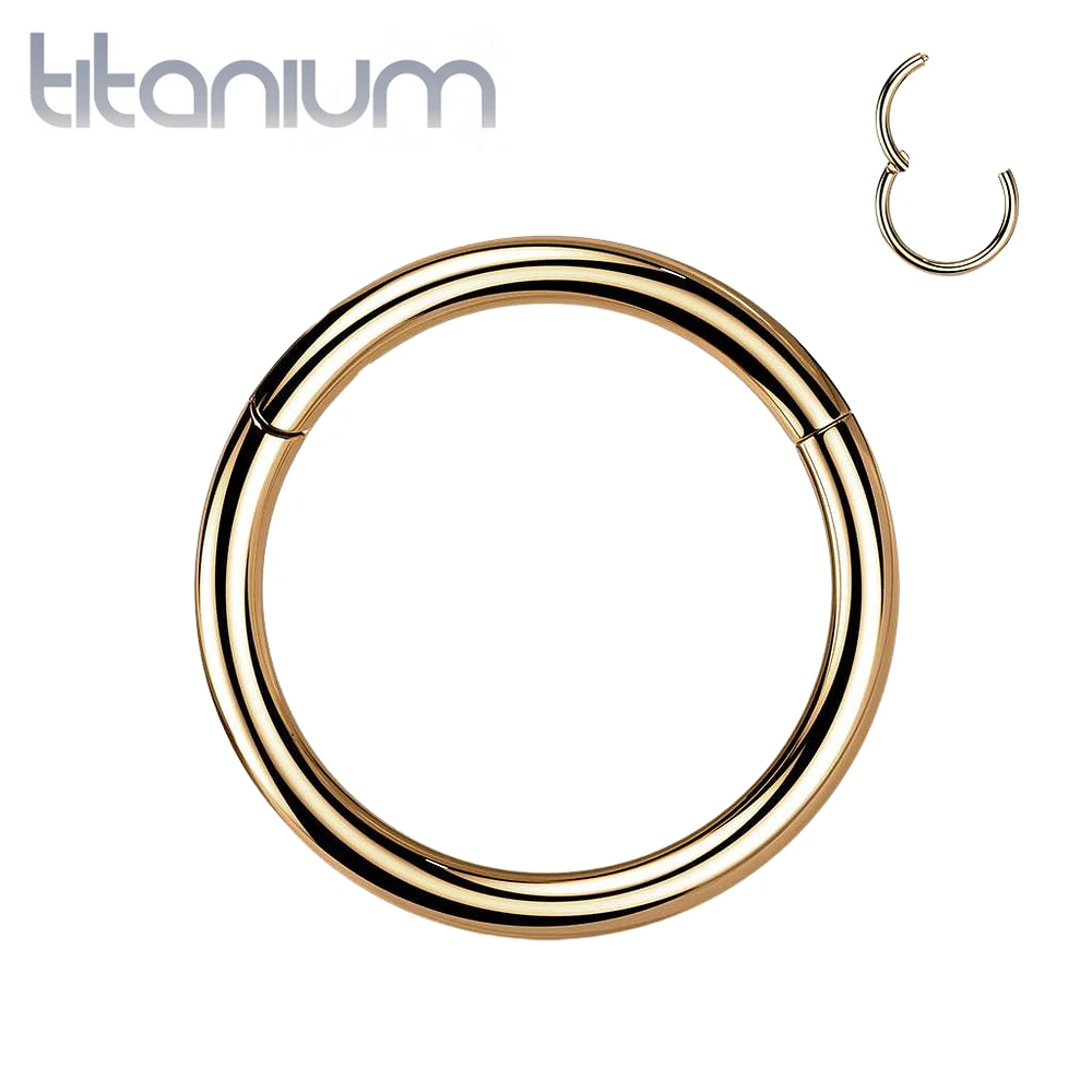 Implant Grade Titanium Rose Gold PVD Hinged Clicker Segment Cartilage Hoop Ring