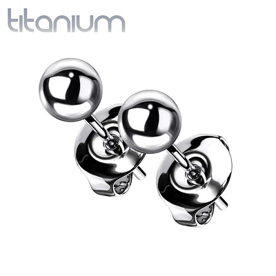 Pair of Implant Grade Titanium Ball Stud Earrings