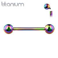 Implant Grade Titanium Internally Threaded Rainbow PVD Straight Barbell