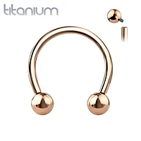 Implant Grade Titanium Internally Threaded Rose Gold PVD Horseshoe Circular Barbell