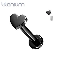 Internally Threaded Small Heart Black PVD Implant Grade Titanium Labret