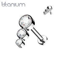 Implant Grade Titanium Internally Threaded 3 Gem Small to Big Labret