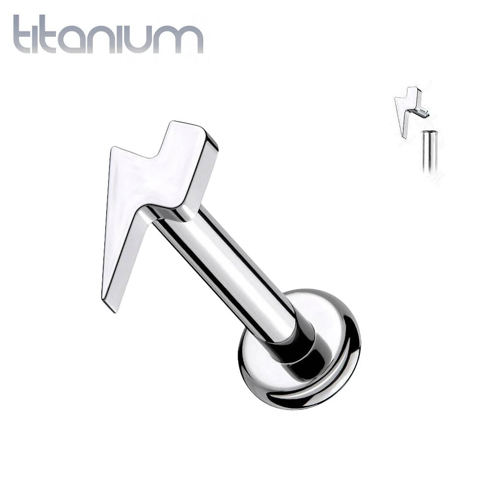 Internally Threaded Small Lightning Bolt Implant Grade Titanium Labret